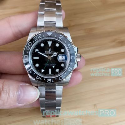 Swiss ETA2836 Rolex GMT-Master II Replica Watch SS Ceramic Bezel 40mm